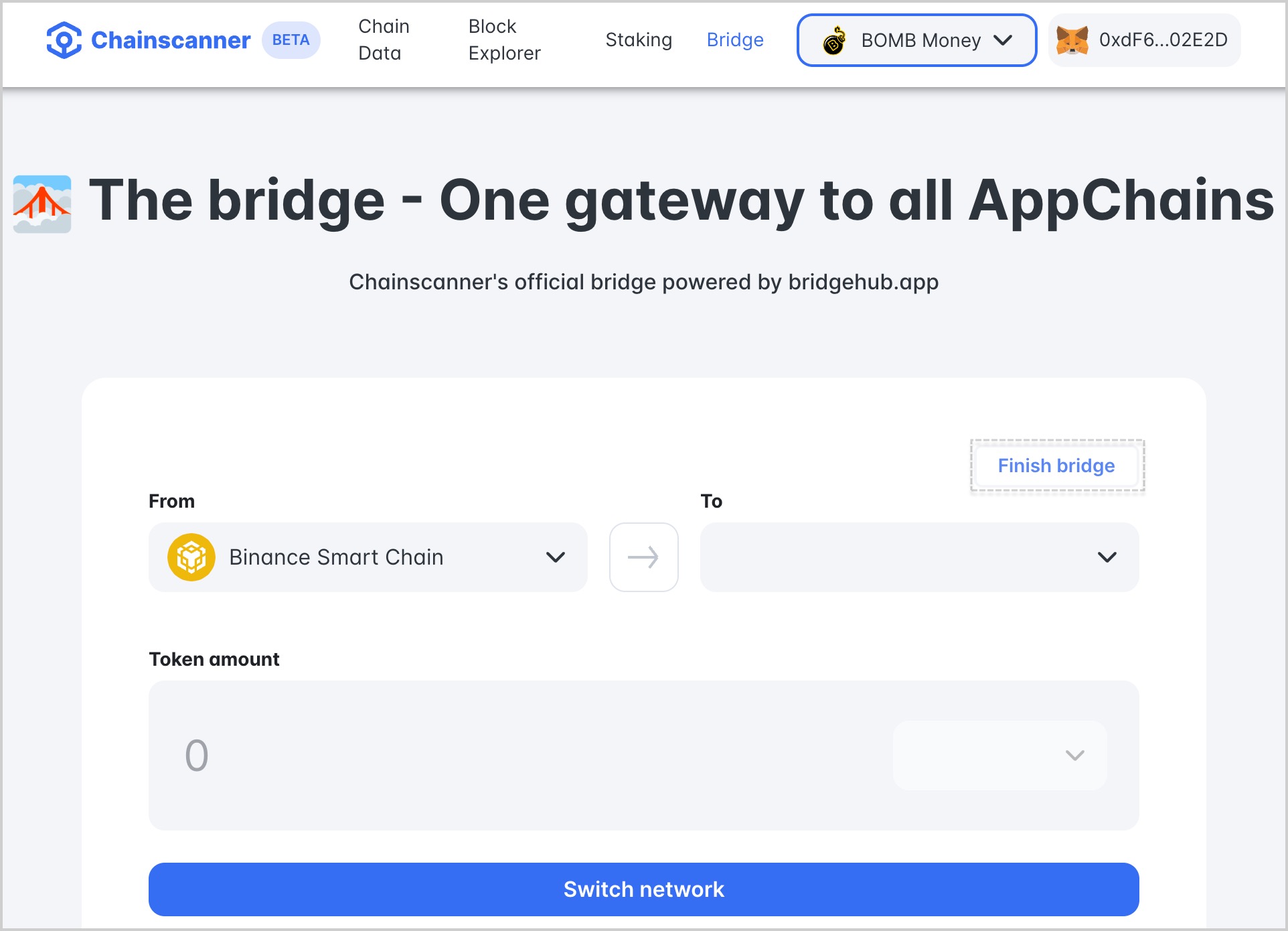 Click Finish bridge