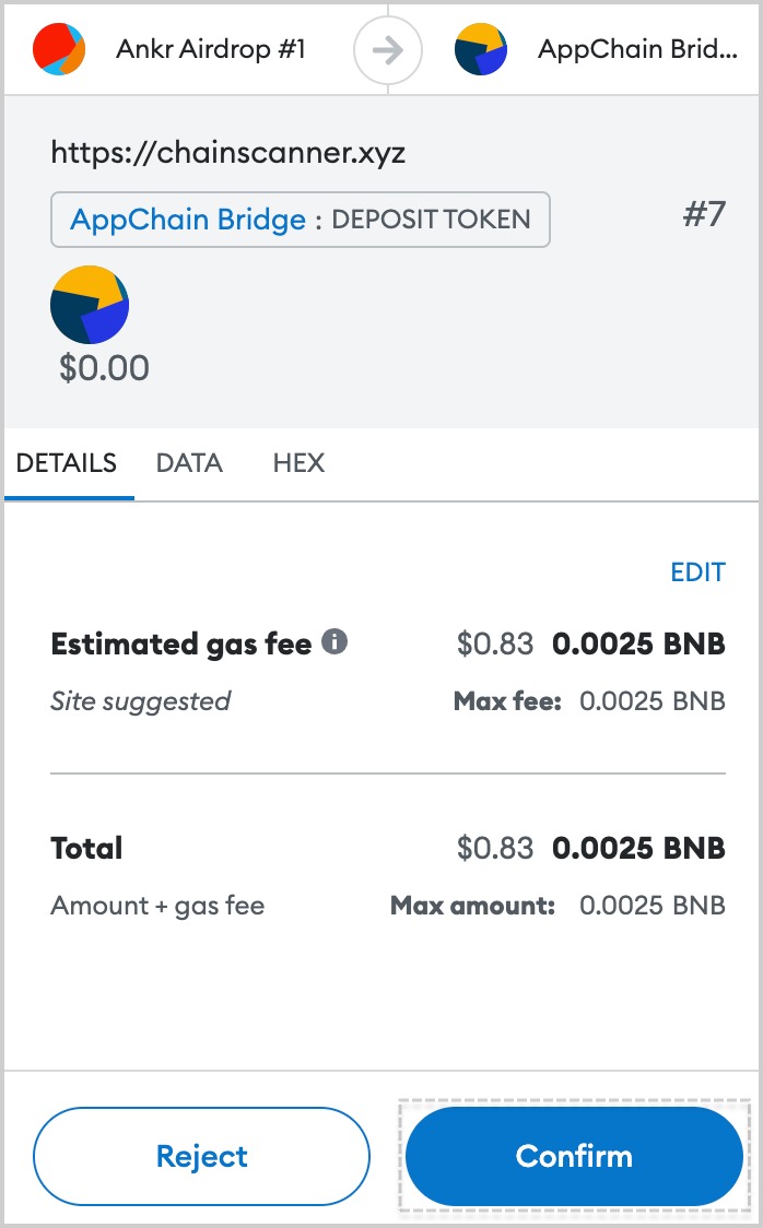 Click Confirm in MetaMask