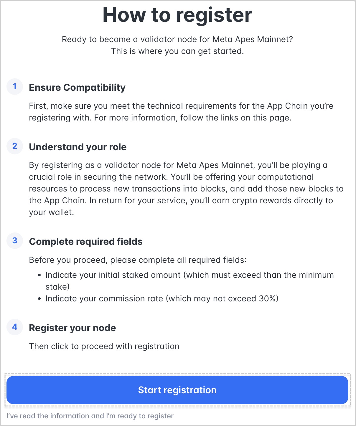Click Start registration