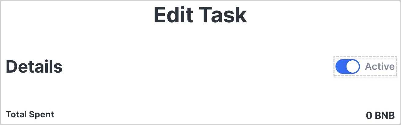 Toggle the switch to pause or activate the Task