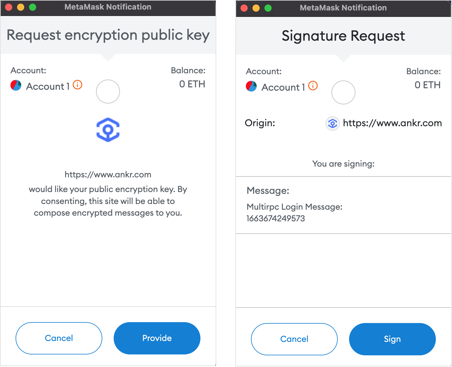 MetaMask connection