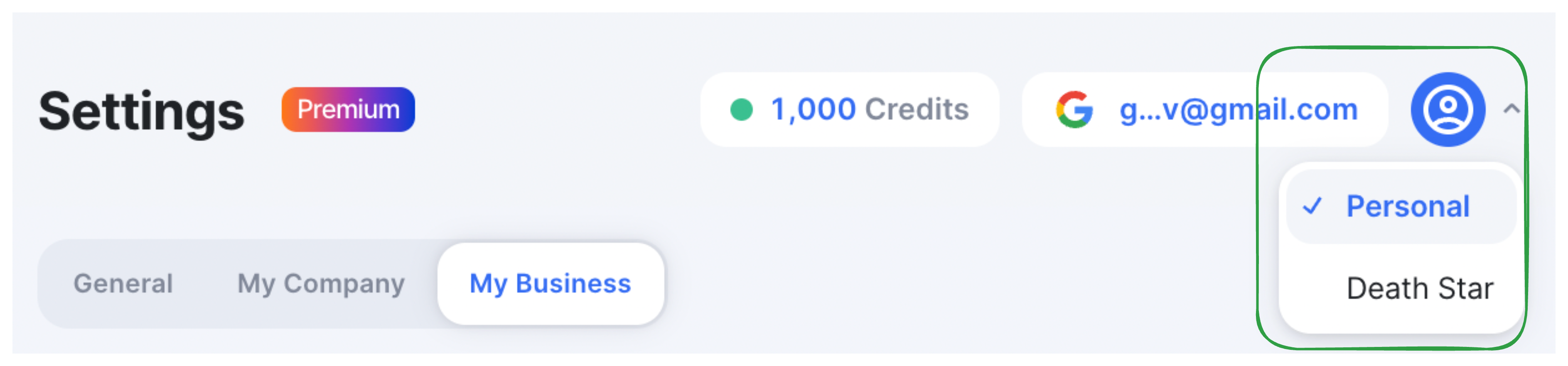 Account selection