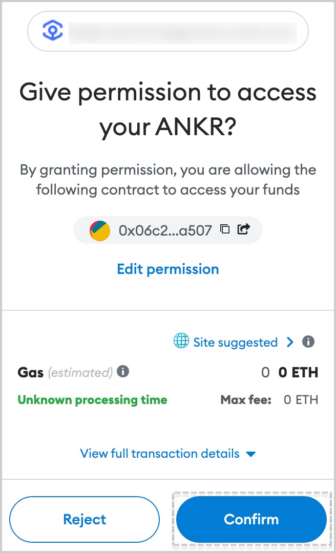 Confirm your approval in MateMask