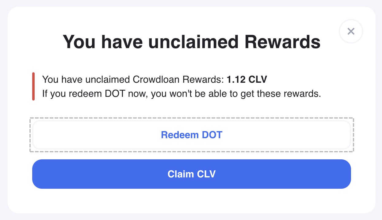 Click Redeem DOT