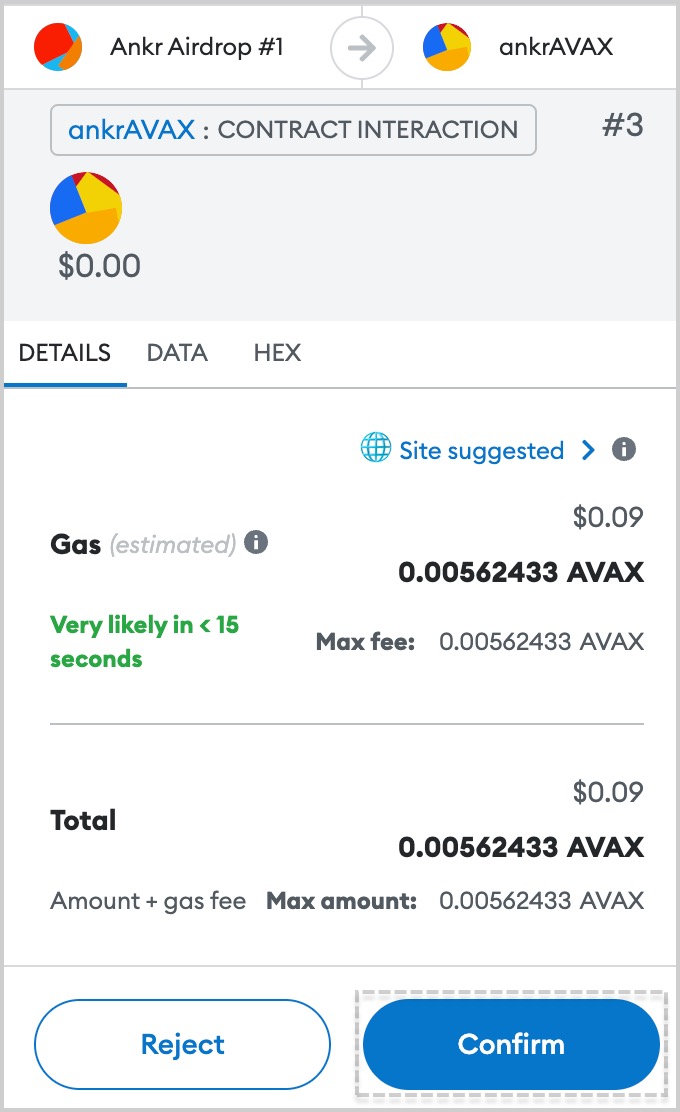 Confirm the unstaking transaction