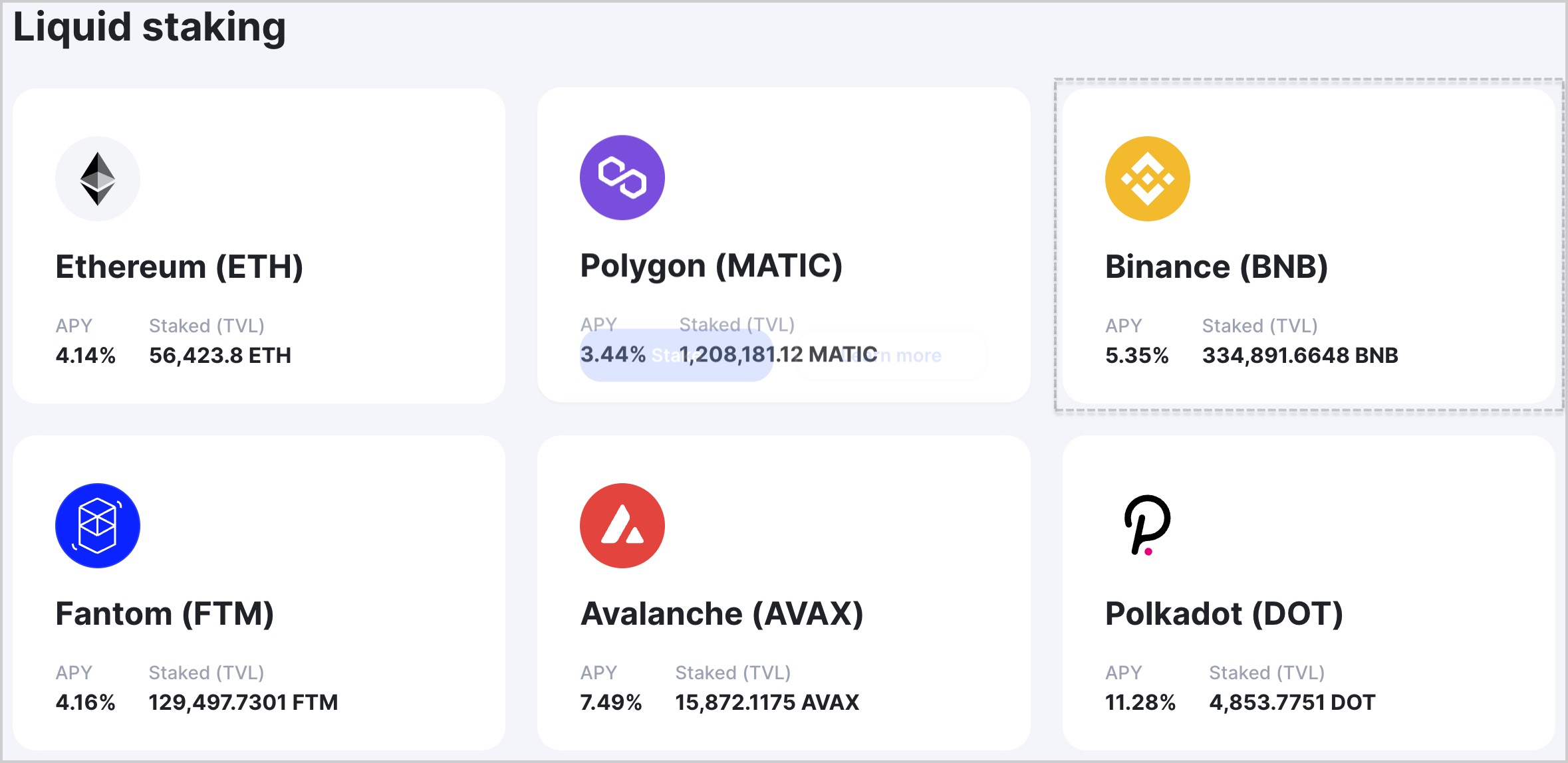 Click Stake in Binance (BNB) box