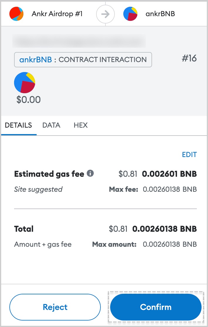 Confirm transaction in MetaMask