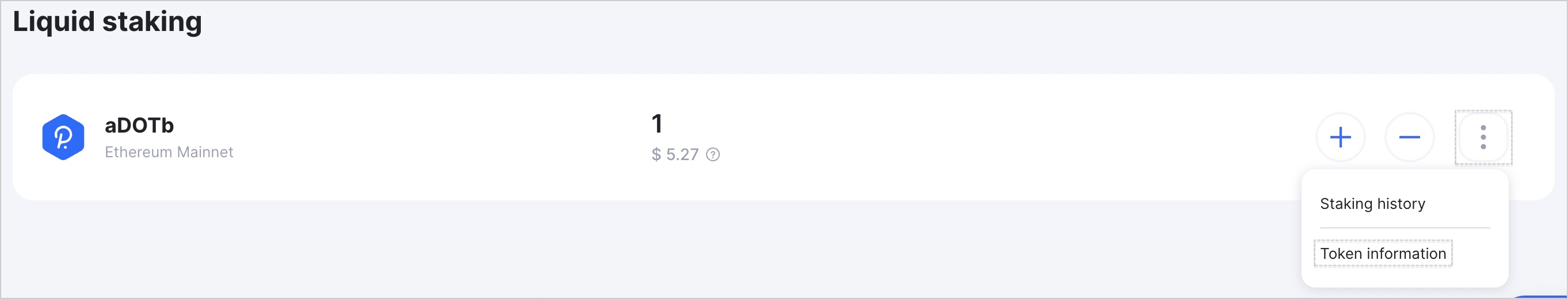 Click the three dot menu button and click Token information