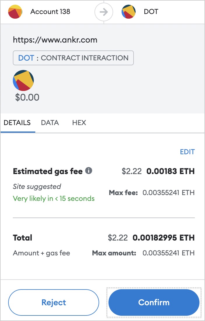 Confirm unstaking transaction