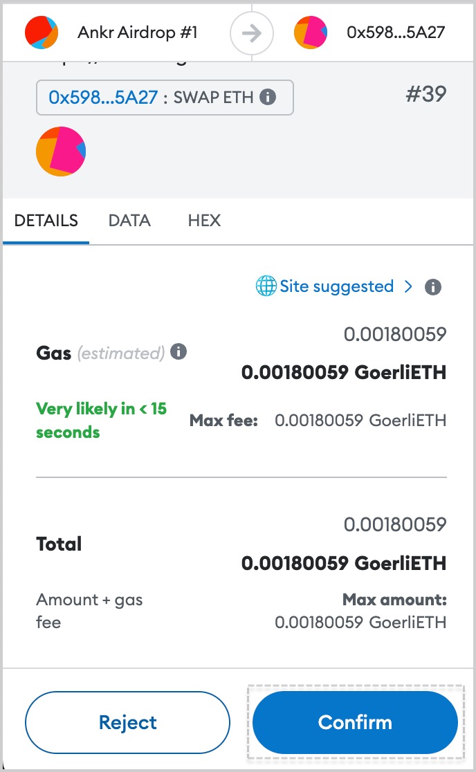 Confirm transaction in MetaMask