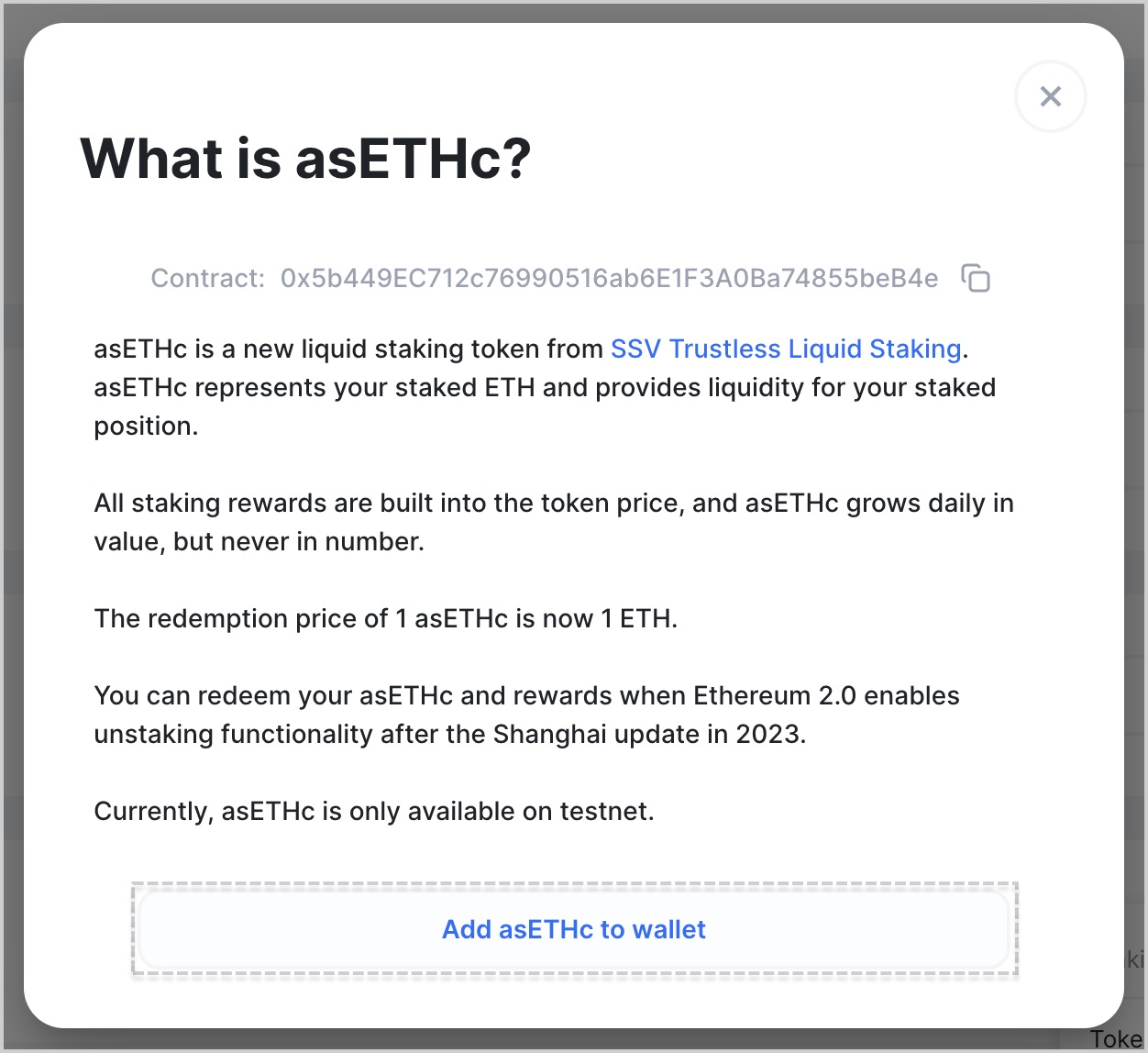 Click Add asETHc to wallet