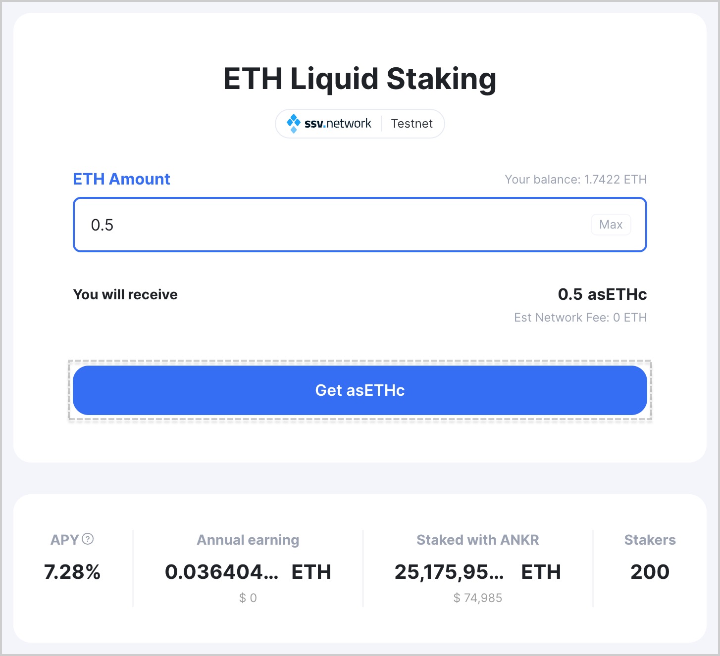 Stake ETH in SSV–Ethereum (ETH)