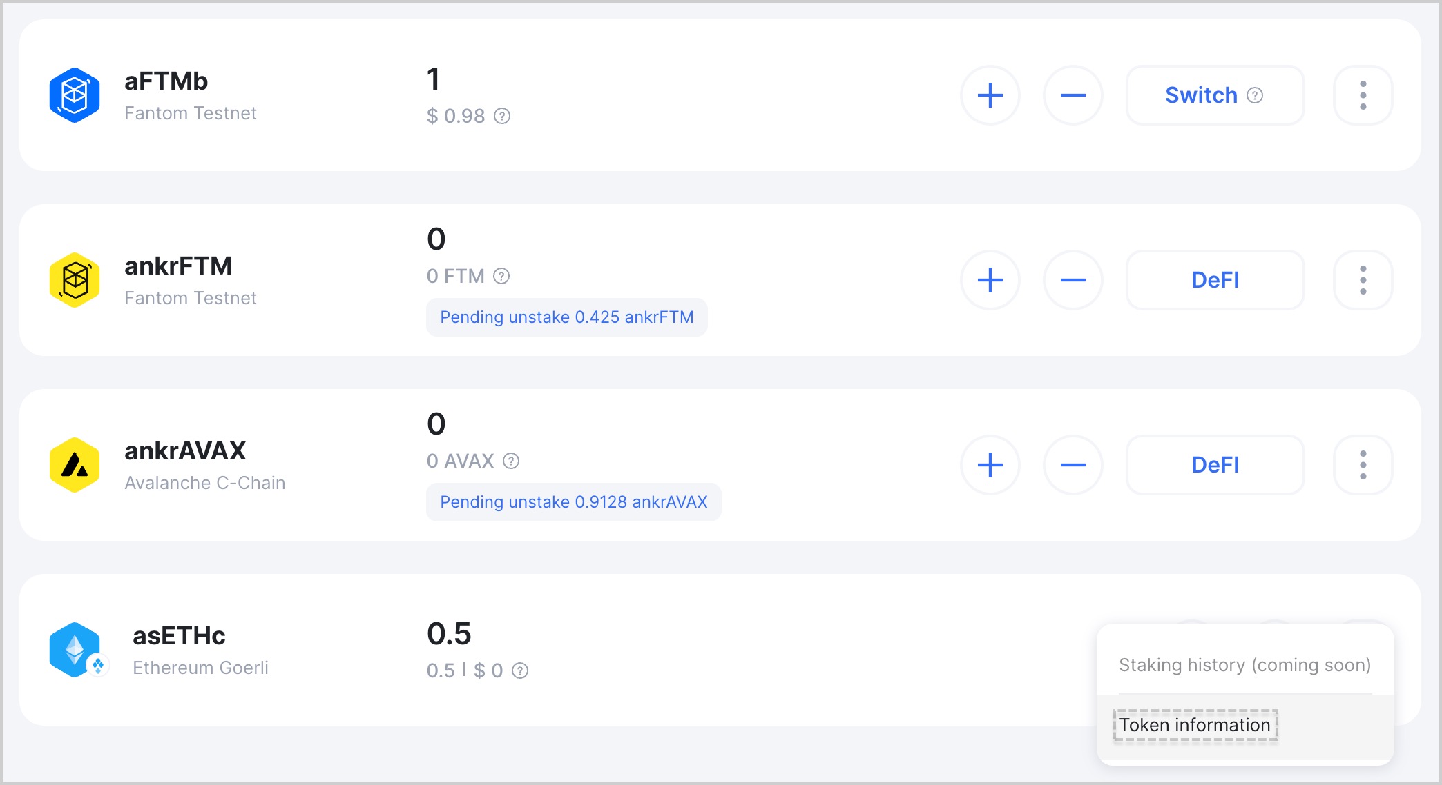 Click the three dot menu button and click Token information