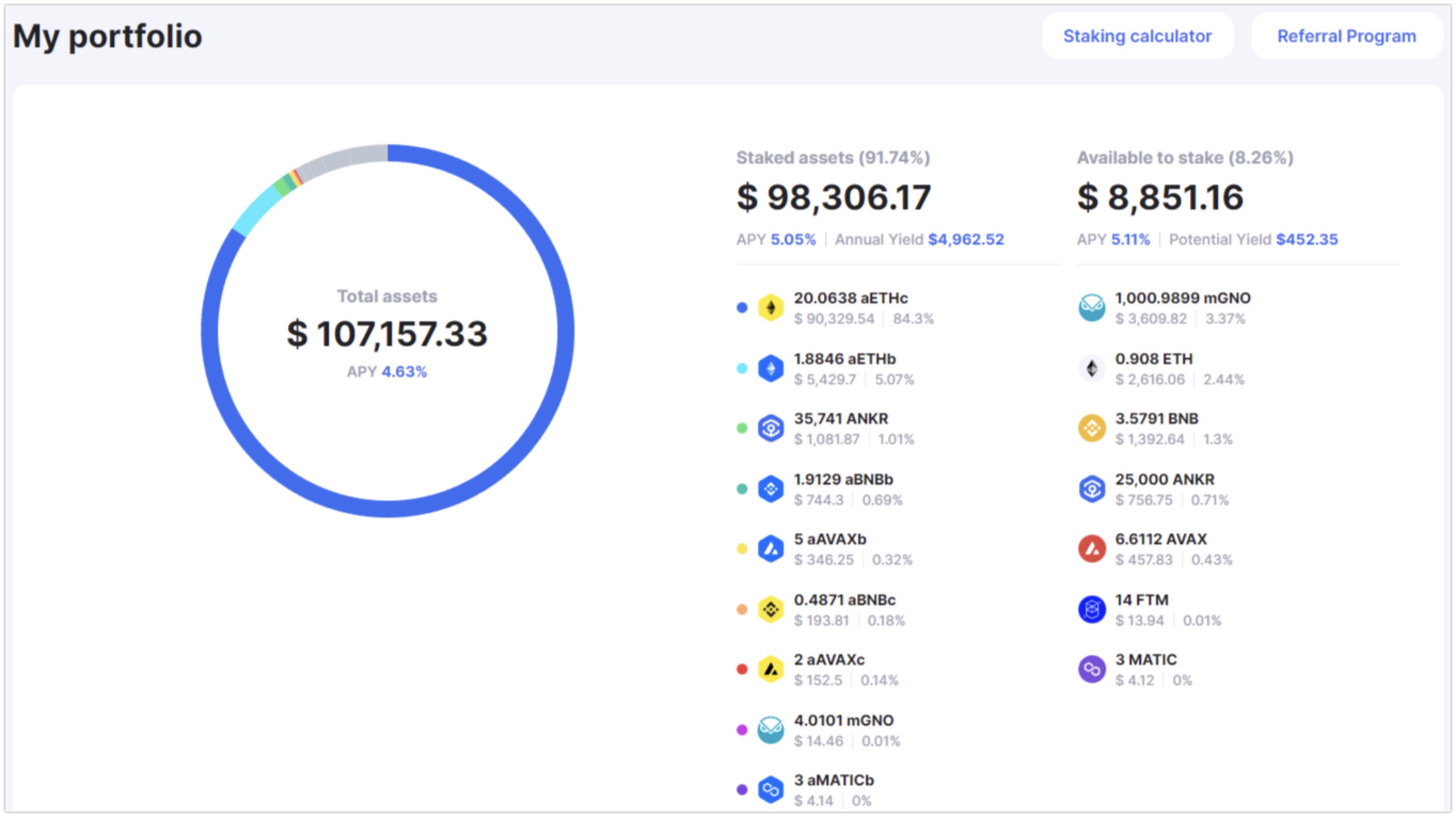 Referral Program button on Staking Dashboard