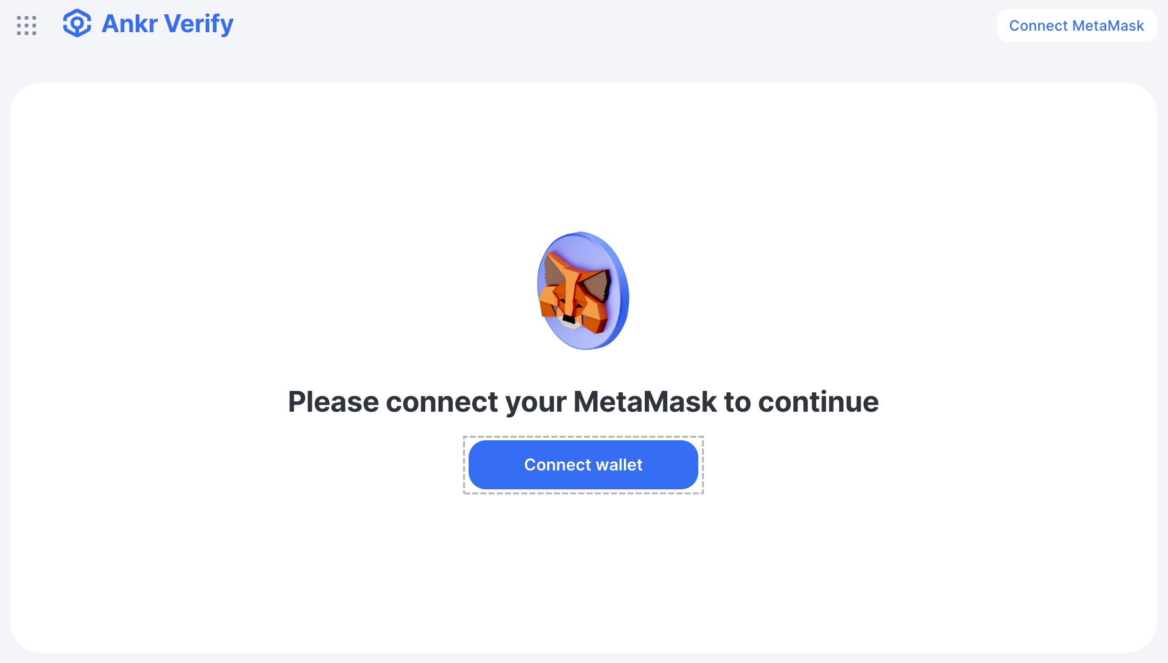 Click Connect MetaMask