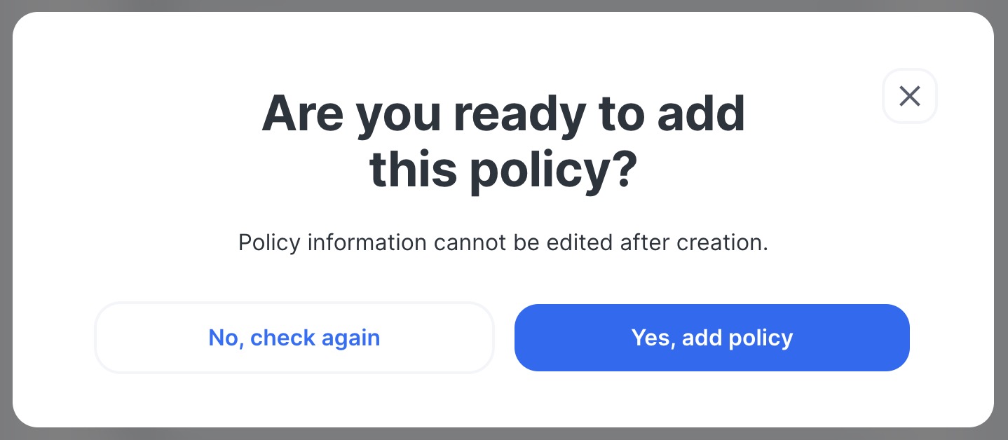 Click Yes to finish adding or No to return to editing
